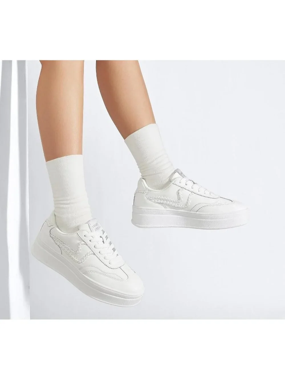 🆕Women's All White Platform Fashion Sneakers Thick Sole Casual Walking Shoes